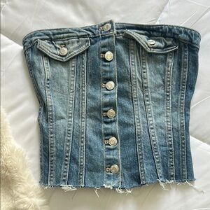 Zara Denim Button-Up Skirt